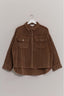 Logan Washed Corduroy Frayed Shacket // Brown