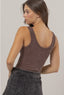 Zoey Mineral Wash Seamless Tank Top // Brown