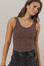 Zoey Mineral Wash Seamless Tank Top // Brown